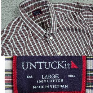 UNTUCKit Shirt Mens Large Multicolor Plaid Cotton Long Sleeve Button Up‎